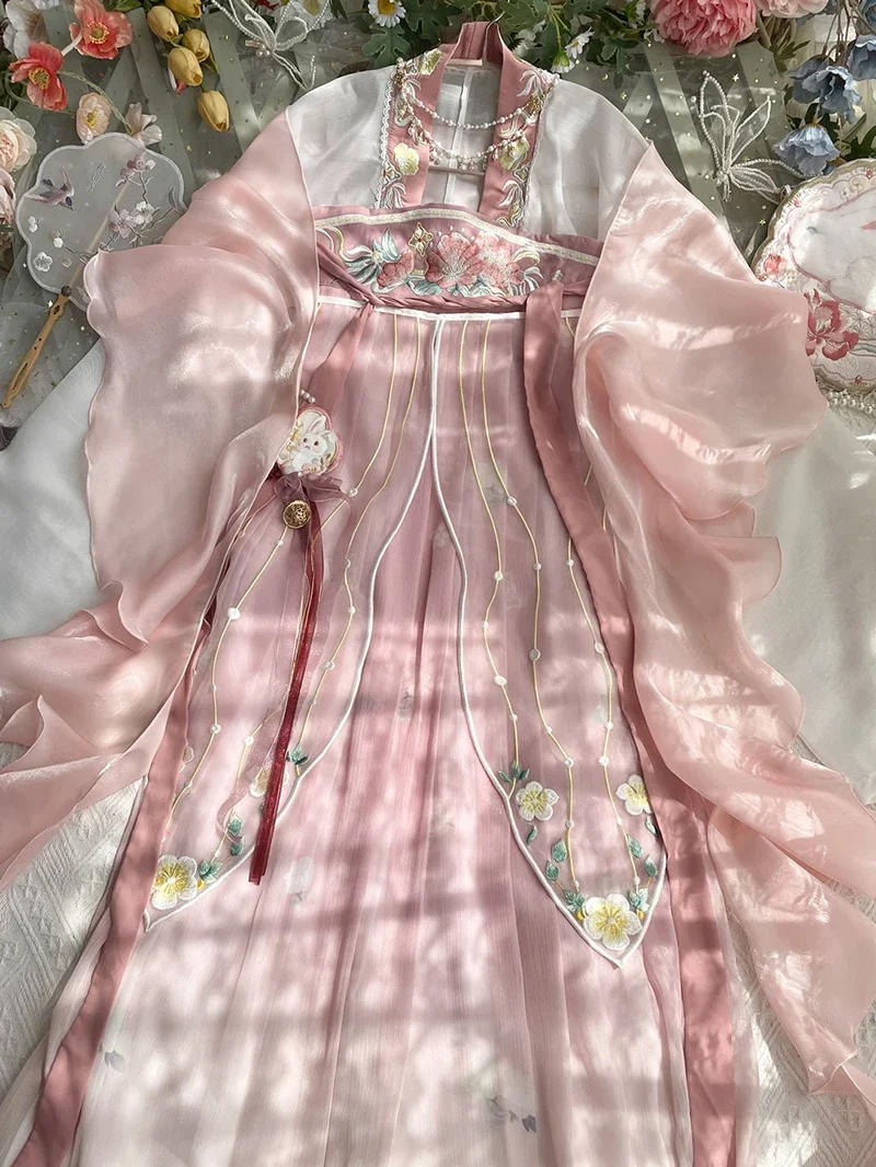

Женское платье Hanfu в старинном стиле, женское летнее танцевальное платье, наряд для вечеринки Hanfu для женщин