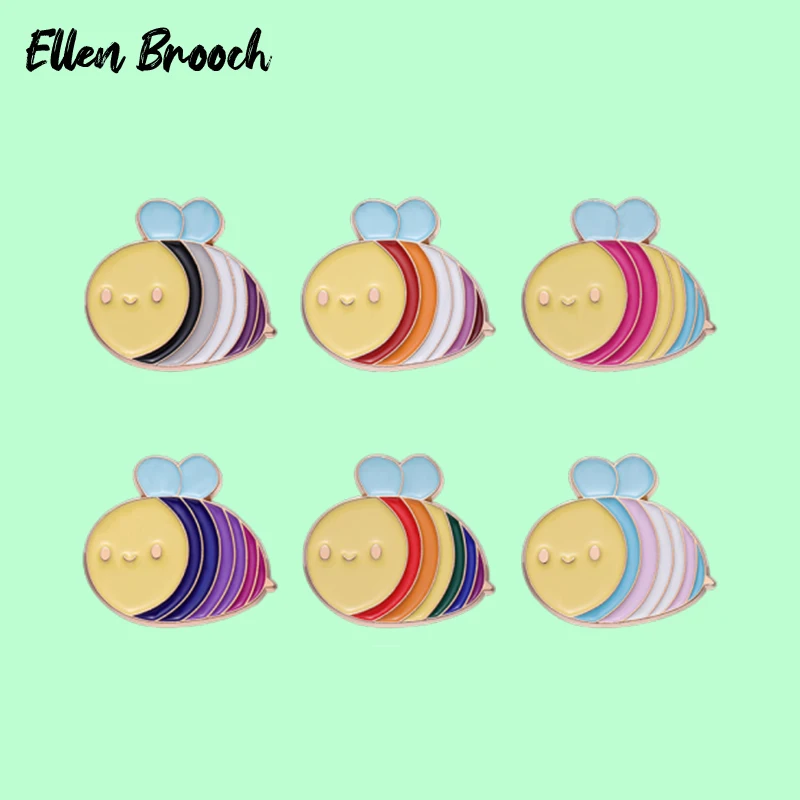 

Colorful Bee Enamel Pins Rainbow Color Hard Working Bee Brooch Lapel Backpak Badges Cute Jewelry Gift for Friends