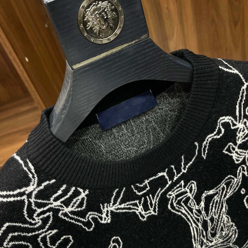 24AW L Новая мода кашемировая пряжа с круглым вырезом кашемировый свитер мужские