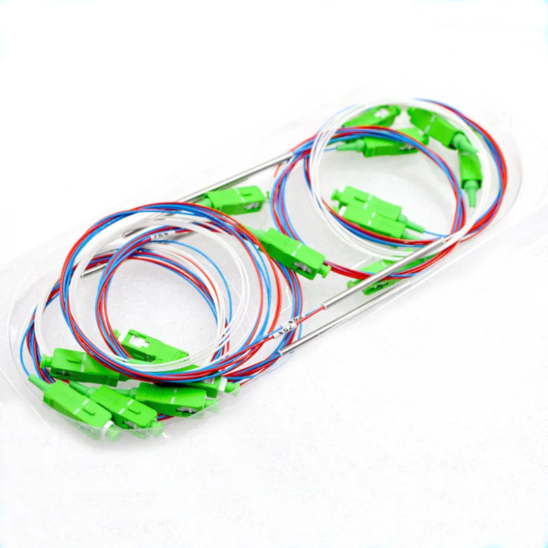 

10pcs New 0.9mm SM 1x2 Mini Steel Tube Pull Cone Fiber Optic Splitter 25:75 PLC Splitter SC UPC APCFiber Connector Wholesale