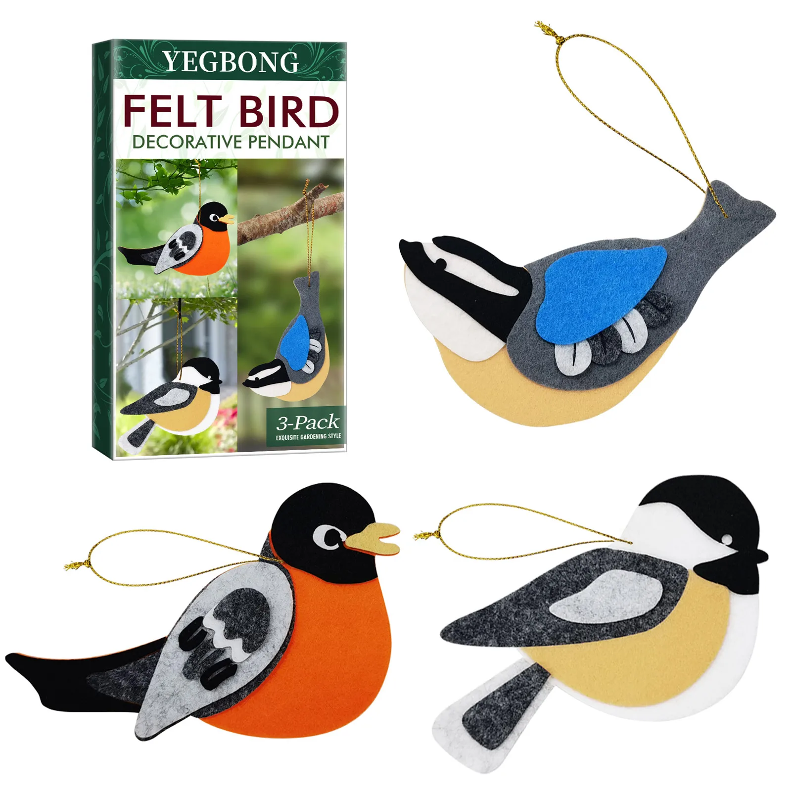 

Felt Tit Decoration Colorful Tit Hung Decoration Yard Garden Tit Decoration For Garden Dining Room Living Room 3PCS