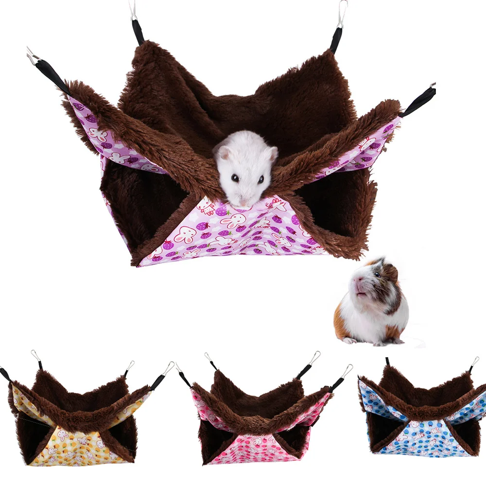 

Small Pet Hammock Guinea Pig Ferret Rat Hamster Bed Super Soft Comfortable Plush Warm Hanging Nest Small Pet Sleeping Bag