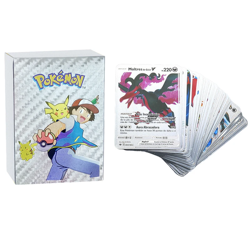 Original English 55pcs Pokemon Game Card Foil Gold Silver Black Collect V Gx Vmax Charizard Pikachu Playing Battle Kids Toy Set |