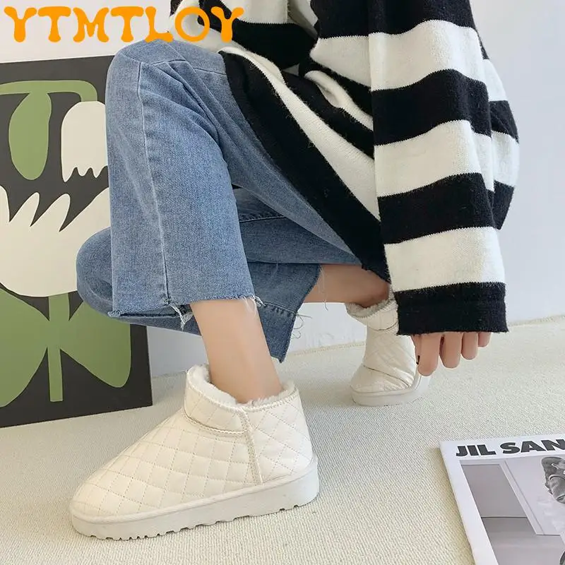 

2021 Snow Boots Women's New Autumn And Winter Net Red Wild Plush Thickened Warm Waterproof Short Tube Bread Cotton Shoes