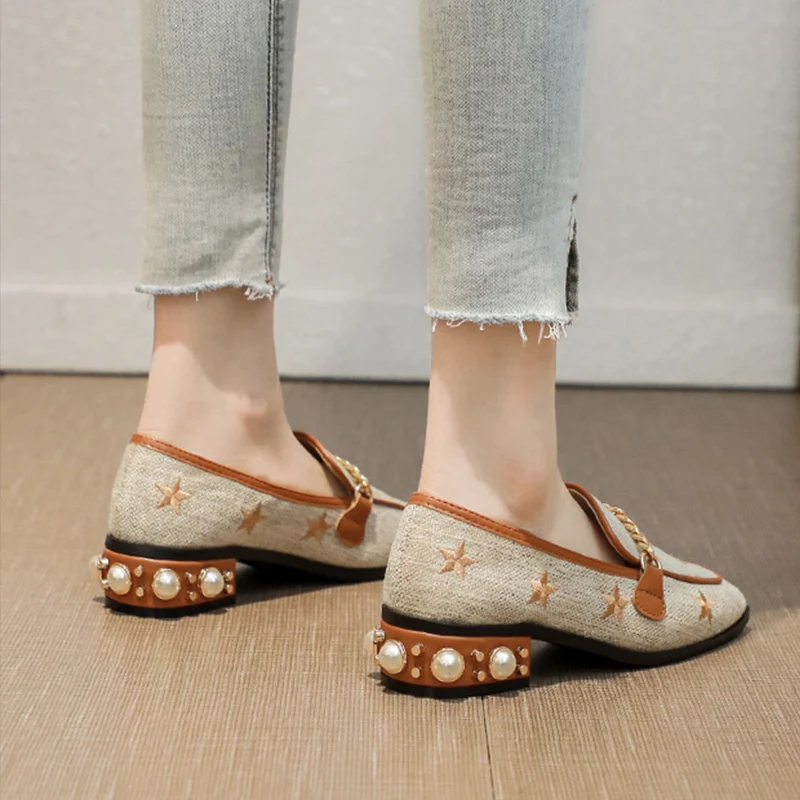 Женские повседневные туфли на плоской подошве модные женские лоферы среднем