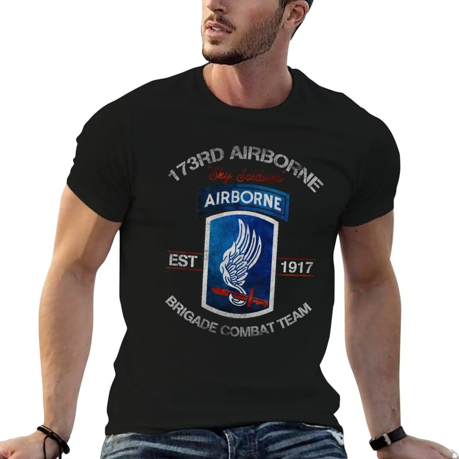 173rd Airborne Sky Soldiers est 1917 Brigade Combat Team-футболка US с графикой аниме большие футболки для