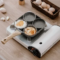 four hole frying pot pan thickened omelet pan non stick egg pancake pancake maker wooden handle frying pot breakfast maker