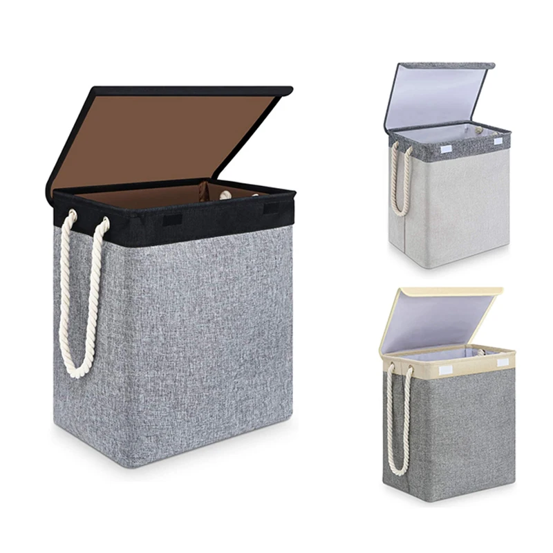 

Large Laundry Basket With Lid, Collapsible Linen Laundry Hamper With Handles, Washing Basket For Storage Clothes