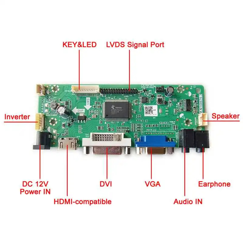 Плата контроллера экрана монитора для CLAA102NA0ACW CLAA102NA0BCW M.NT68676, LVDS 30-Pin 1024*600 10,2 "комплект VGA DVI HDMI-Совместимость