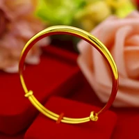 4mm solid smooth adjust bangle bracelet for women girl 18k yellow gold filled classic fashion simple style ladys jewelry gift