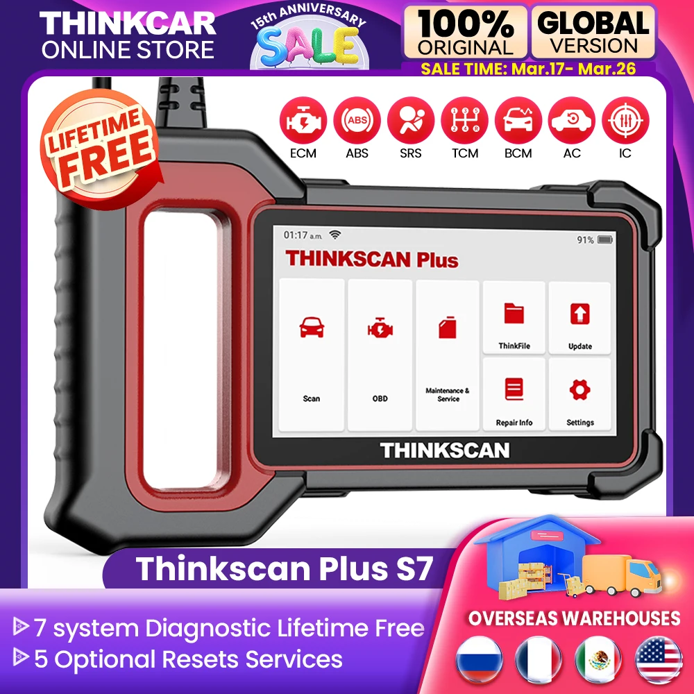 THINKSCAN Plus S7 OBD2 сканер все инструменты для диагностики автомобилей с 7-системным