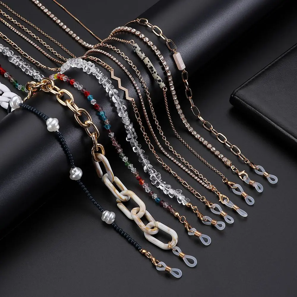 

Fashion Rhinestones Reading Glasses Chain for Women Metal Sunglasses Cords Eyeglass Lanyard Hold Straps Eyewear Retainer 2023