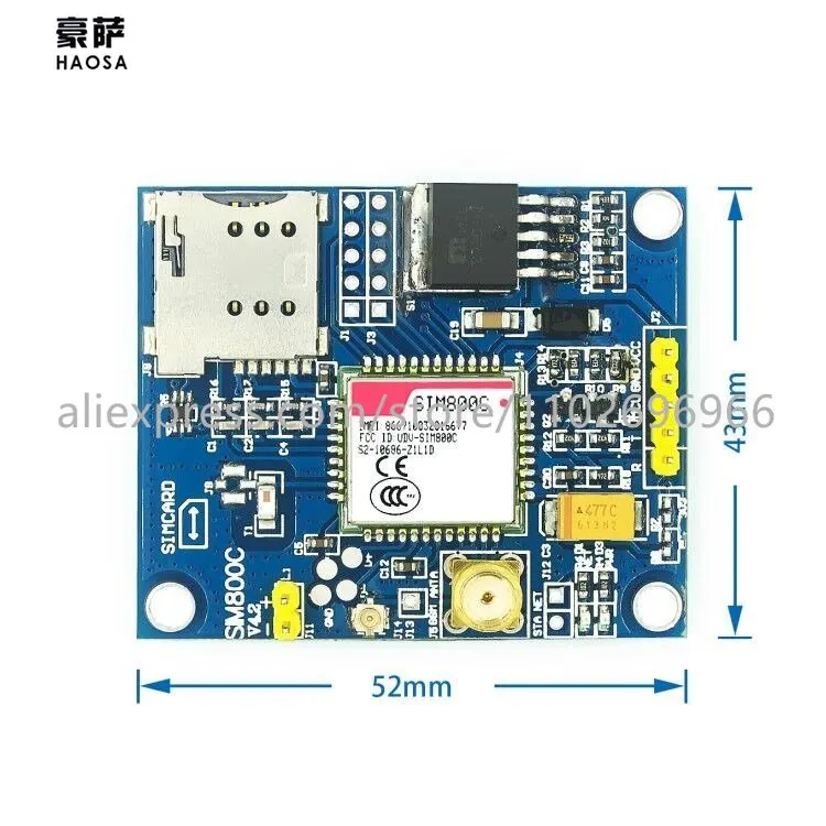 

Модуль SMS SIM800C может использоваться вместо платы разработки SIM900A, 1 шт.