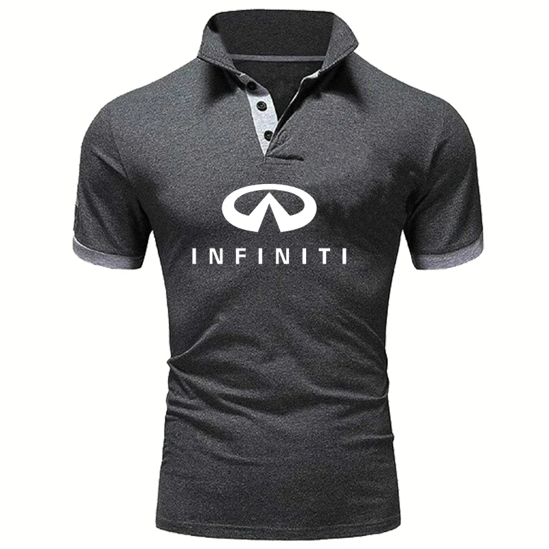 

Рубашка-поло Infiniti мужская с принтом логотипа машины, Повседневная сорочка из чистого хлопка с короткими рукавами, однотонная, лето