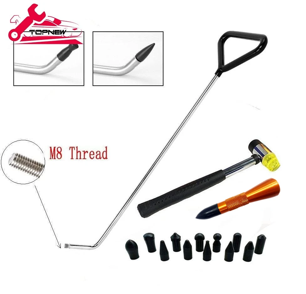 

Stainless Steel Universal Dent Repair Tool Set Scar Repair Hook Push Rod Car Crowbar Car Body Hail and Door Tool Kit
