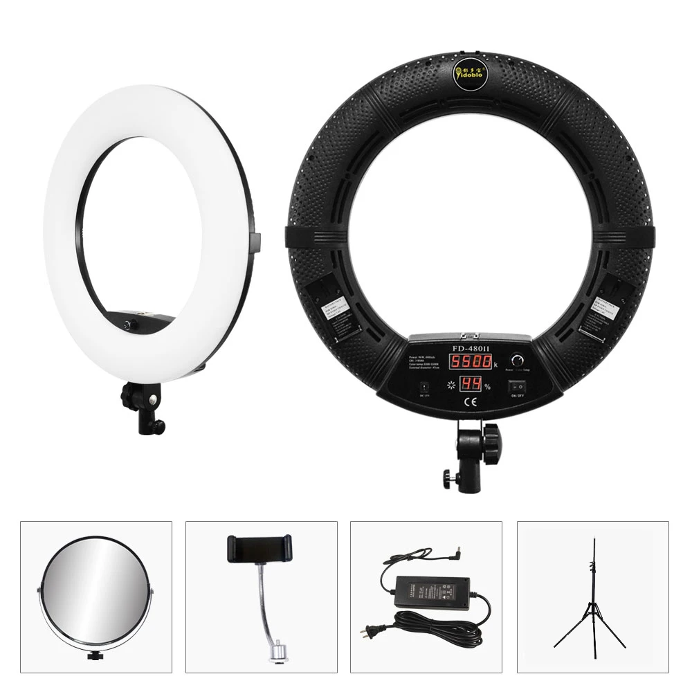 

Professional Ring Light 45cm Video Lamp Selfie For Beauty Salon Tattoo Ring Lamp Yidoblo FD480 18inch Studio Light For Vlog Live