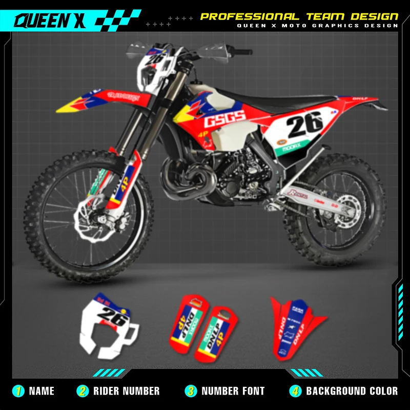 Комплект наклеек и с графикой мотоциклетной команды QUEEN X MOTO для GASGAS 2018 2019 2020 EC 009