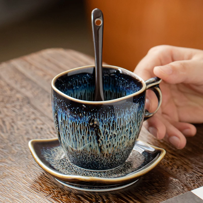 

Blue Ceramic Coffee Cup Set Tea Cup with Saucers