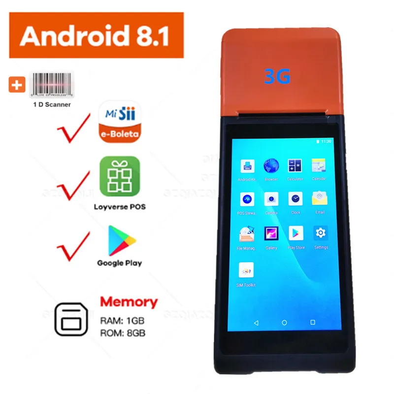 POS PDA беспроводной Bluetooth Android принтер 58 мм WIFI считыватель штрих-кодов HandPOS терминал