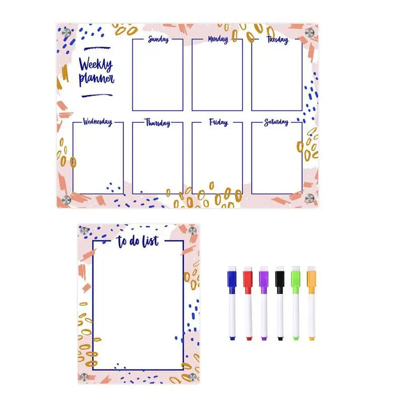 

Магнитный календарь на неделю для холодильника, магнитная доска-планировщик, многоразовая доска для холодильника с 6 маркерами