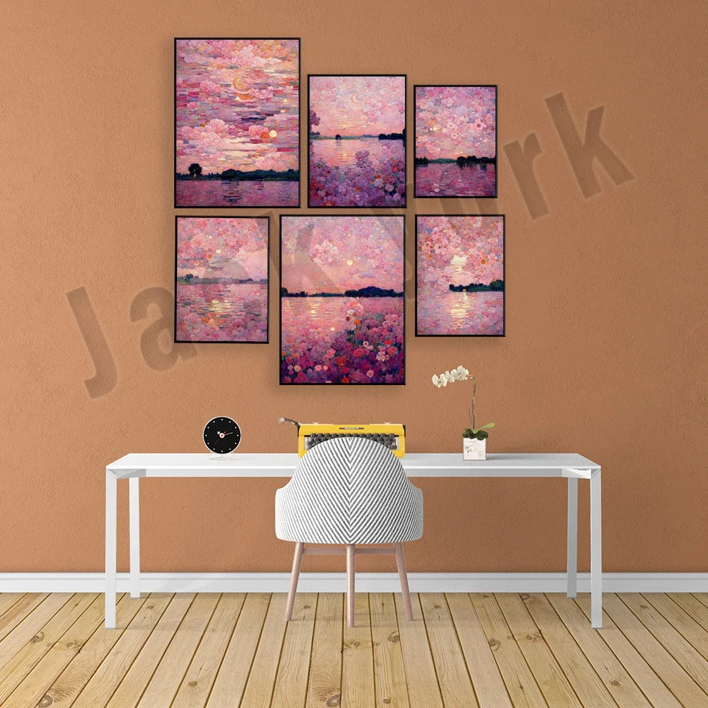 Розовый закат розовое небо Друпкен плакат Aus פר современный домашний декор стен