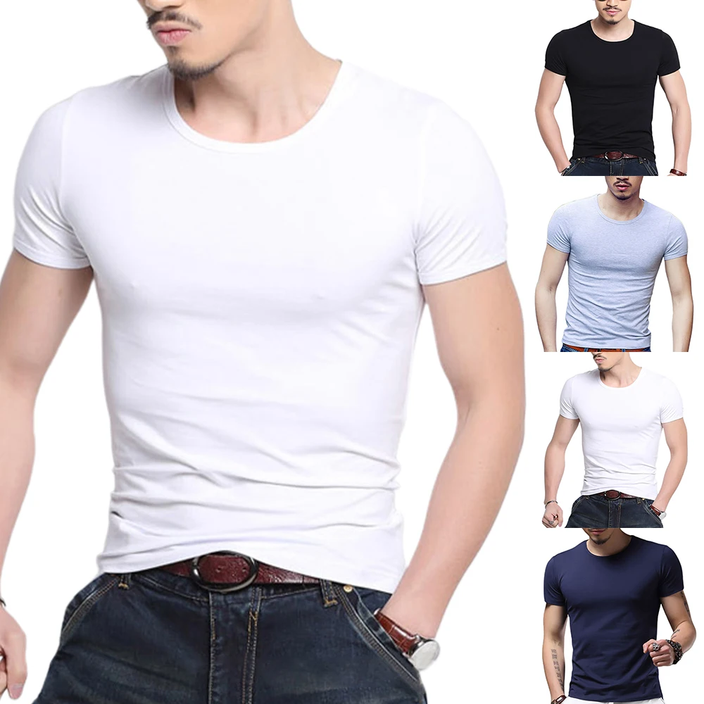 

New Men's T-shirt Slim Fit O-neck Short Sleeve Muscle Fitness Casual Hip Hop Top Summer Fashion Basic T-shirt