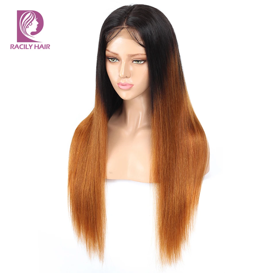 Straight T Part Lace Wig Human Hair Wigs Brazilian Bone Straight 4x1 Lace T Part Wig For Women Ombre T30 Lace Closure Wig Brown