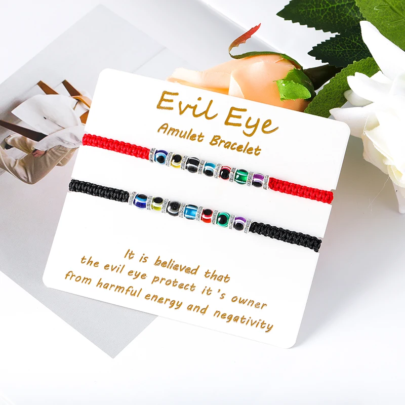 

2PCS/Set Evil Eye Bracelets Matching Couples Bracelets Kabbalah Protection Friendship Boyfriend Girlfriend Valentines Gift