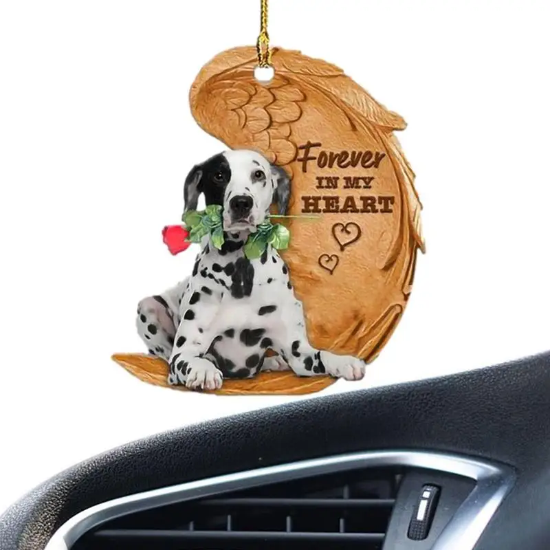 

Dog Keychain Cute 2D Angel Wing Dog Pendant For Car Rearview Mirror Dog Puppy Hanging Rearview Automobiles Mirror Styling