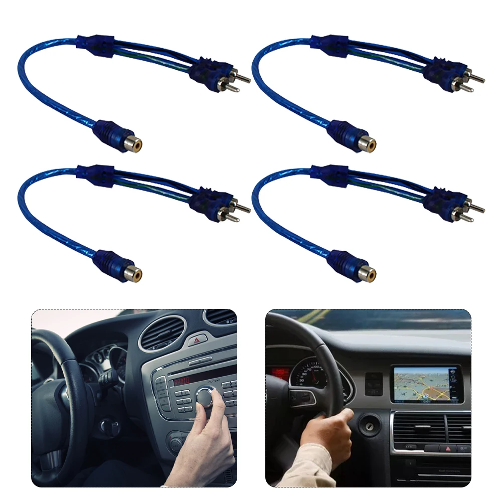

4pcs Adapter Splitter 1 Female To 2 Male Car Audio Cable For Amplifier Portabler