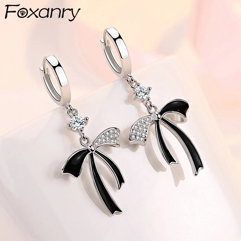 

DAYIN Silver Color Bow-knot Earrings For Women Couples Trendy Elegant Sparkling Zircons Wedding Party Jewelry Prevent Allergy