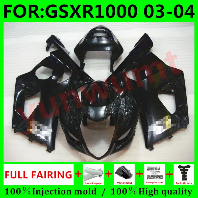 

NEW ABS Motorcycle Injection mold Fairing kits fit for Suzuki K3 K4 GSXR1000 03 04 GSXR 1000 2003 2004 full fairings set black