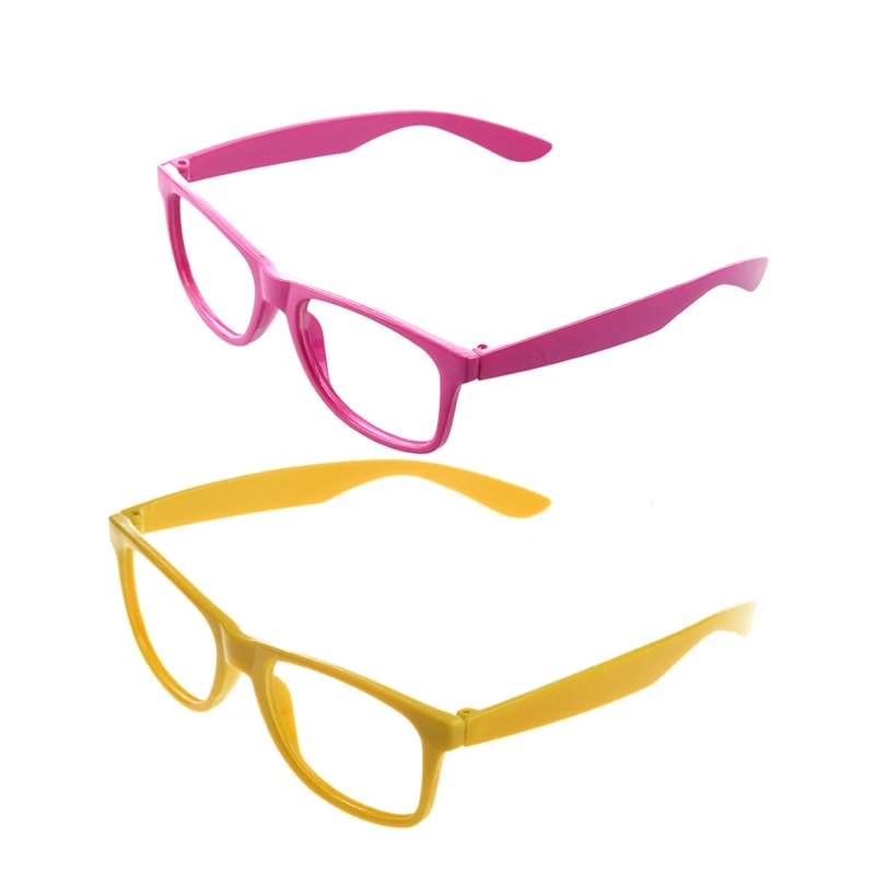 

Hot Kf-2 Pcs Stylish Boys Girls Children Kids Party Accessories Glasses Frame No Lenses New - Pink & Yellow