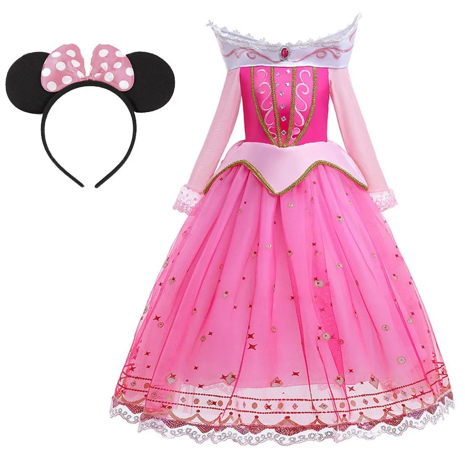 

Kids Sleeping Beauty Dress Girls Princess Pageant Long Costume Children Summer Carnival Outfit Birthday Fancy Clothing 3-12 Year