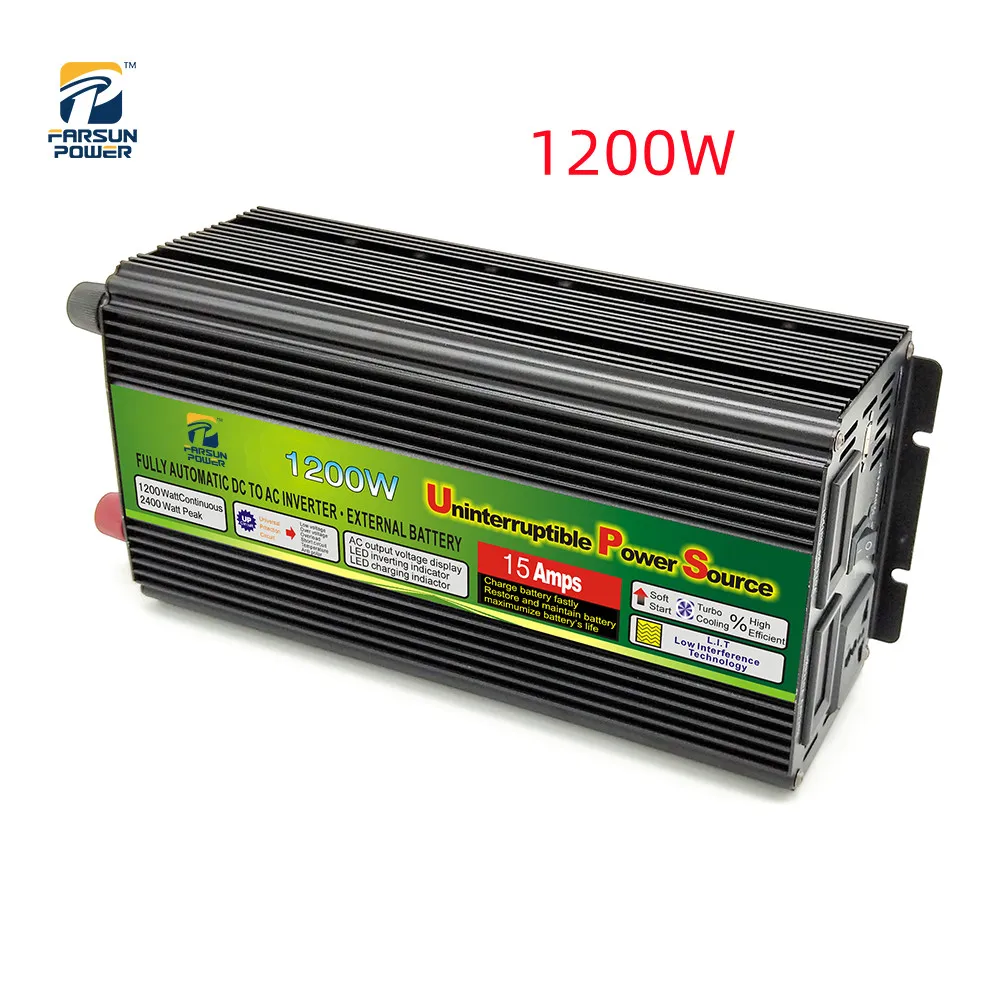 

Full 1200W Car Power Inverter UPS Modified Sine Wave Peak 2400W Converter Charger 12V 24V DC To AC 220V W/ Volatage Display