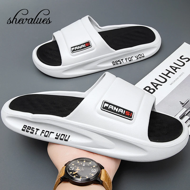 

Shevalues New Man Leisure Slippers Fashion Indoor Massage Slides Summer Outdoor Beach Slippers Comfortable Non Slip Flip Flops