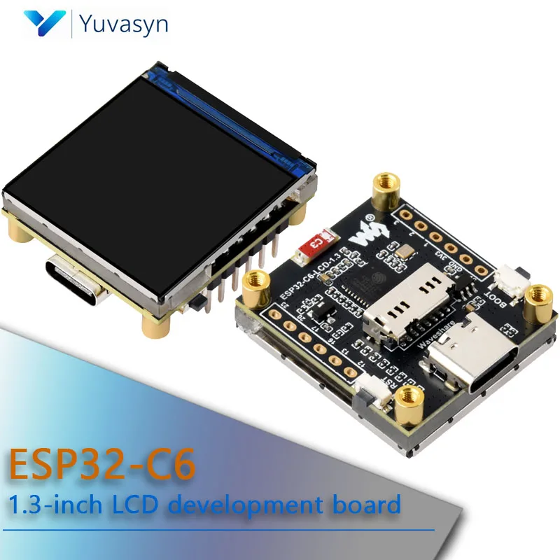 Фото Плата для разработки ESP32 C6 с 1,3-дюймовым RGB LED-дисплеем, встроенным ST7789, 240×240 пикселей, ESP32-C6, 1,3-дюймовый ЖК-дисплей, модуль Wi-Fi 6, BLE 5 №1