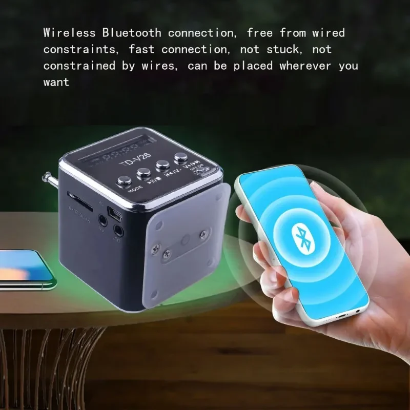 Фото TDV26 Мини-радио Цифровой Портативный Bluetooth-динамик Звуковые коробки С Am FM-радиоприемником Поддержка SD TF-карты для Mp3-плеера №1