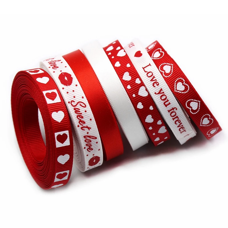 

7 шт., атласные ленты с принтом