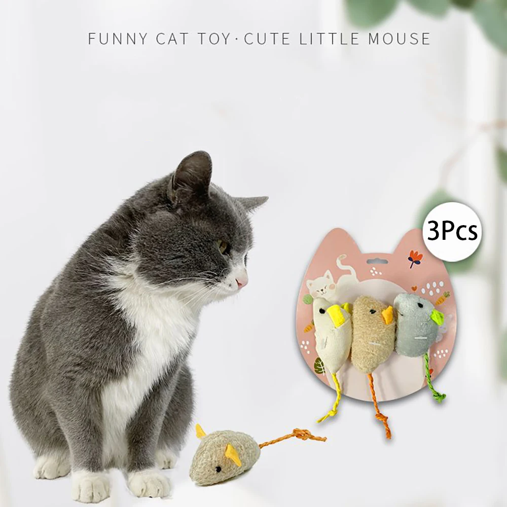 

3Pcs/set Pet Cat Mice Toys Rat Catnip Toy Teeth Cleaning Plush Simulation Mouse Interactive Cats Playing Toys Pet Products