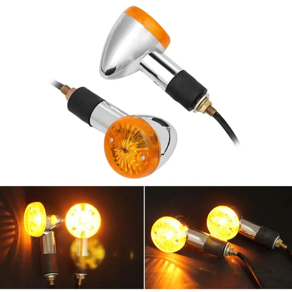 

NEW2023 2Pcs 12V Universal Motorcycle Turn Signal Indicator Light Turning Amber Lamp Bulb Motorbike Lamps Blinker Flash Bike Lam