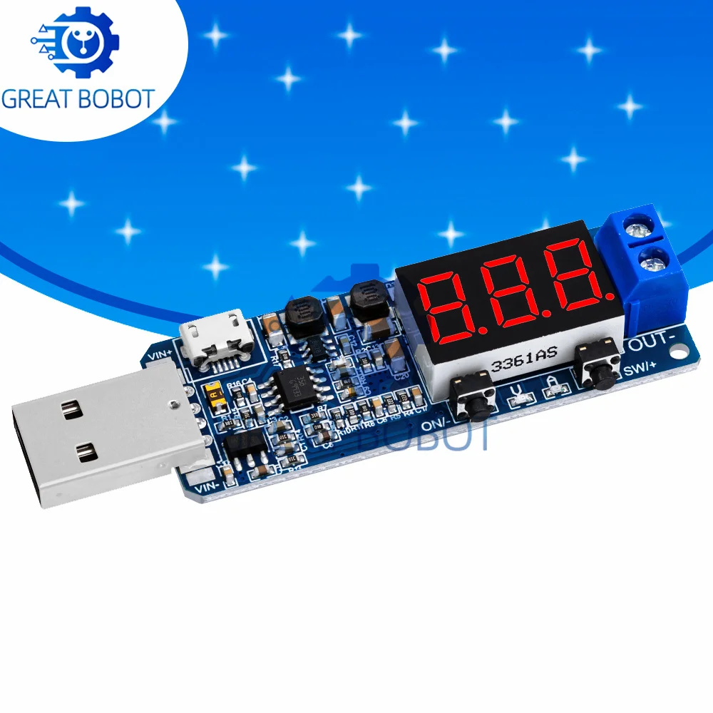 Фото Цифровой USB-модуль повышения напряжения XY‑UPA с регулировкой, вход 5В, выход 3.3В‑24В, настольный регулируемый источник питания №1
