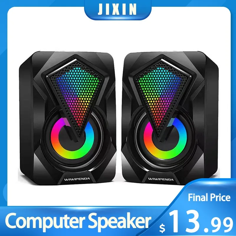 

Колонки компьютерные Проводные с подсветильник кой, Hi-Fi, USB, для компьютера