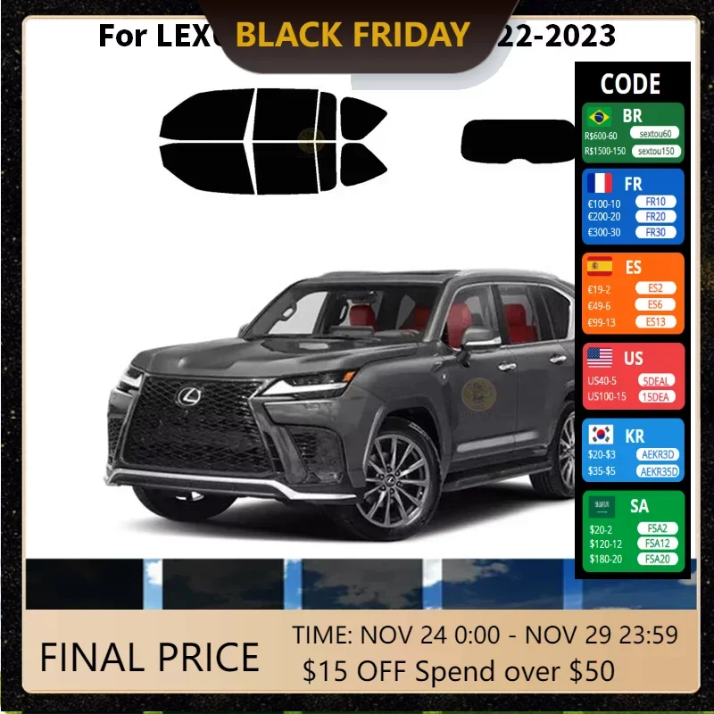 

Нанокерамическая Автомобильная УФ-пленка Precut для окон, автомобильная оконная пленка для LEXUS LX 4 DR FRT 2022-2023