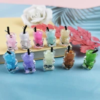 10pcs color bear acrylic bottle pendants with resin inside imitation bubble tea earrings charms for diy jewelry craft making