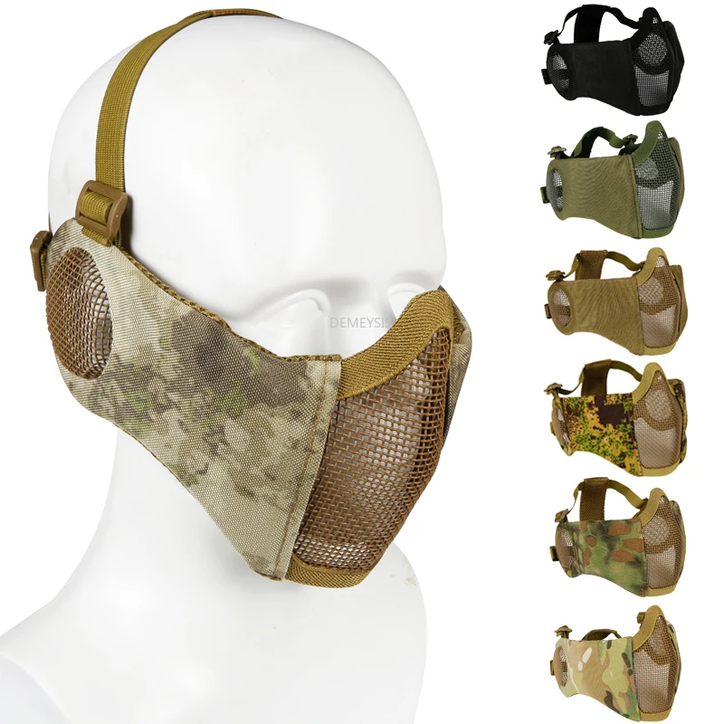 

1000D Nylon Military Airsoft Mask Ear Protection Tactical Combat Face Mask Adjustable Strap Hunting Shooting Paintball Mask