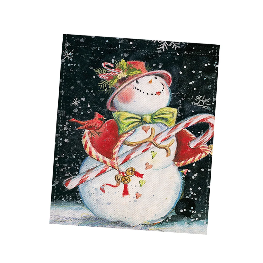 

Christmas Themed Garden Flag Winter Holiday Yard Outdoor Window Street Snowman Linen Banner Festival Decoration