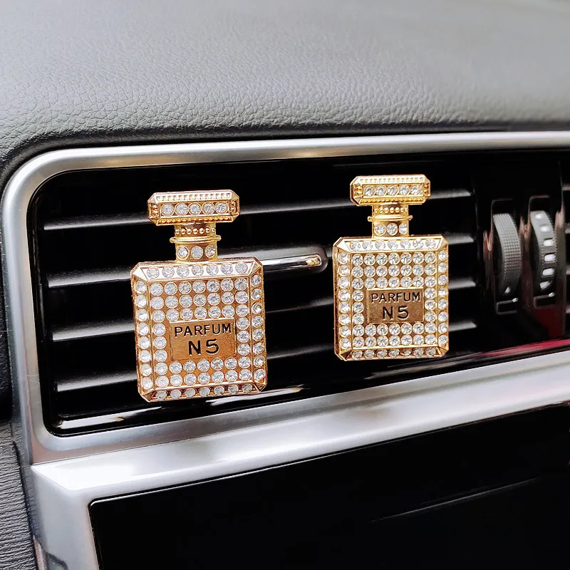 

Car Perfume Inlaid Rhinestone Perfume Bottle Car Air Freshener Interior Accessories Diamond Perfume Bottle Vents Car Pendant