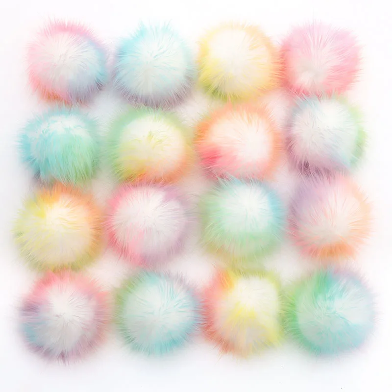 

10CM Multicolour Pompom Fake Fox Fur Hats Ball Women Children Winter Hat Cap Diy Handmade Clothing Knitted Sewing Supplies