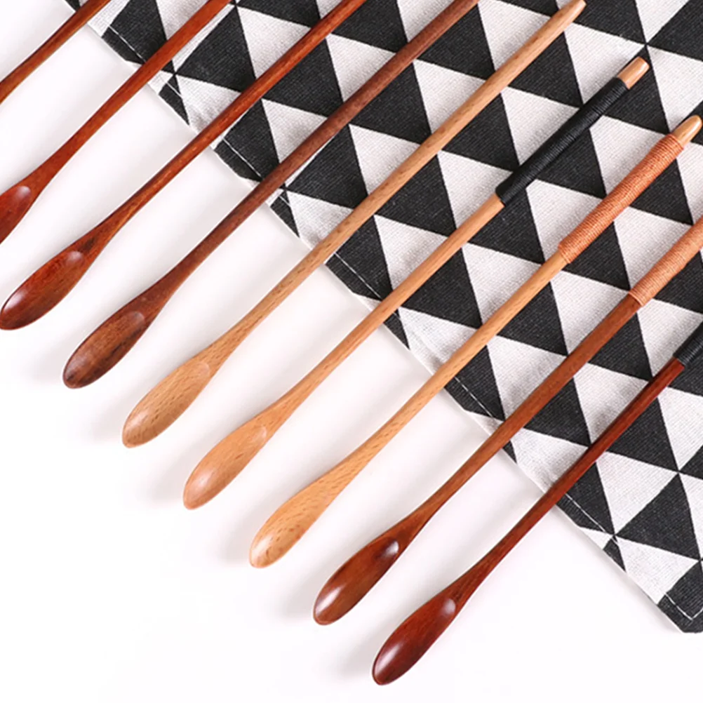 5 шт. ложка для смешивания с тонкой ручкой удобные на ощупь деревянные ложки